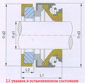 Изображение торцевого уплотнения типа 301 Чертеж аналога торцевого уплотнения 301